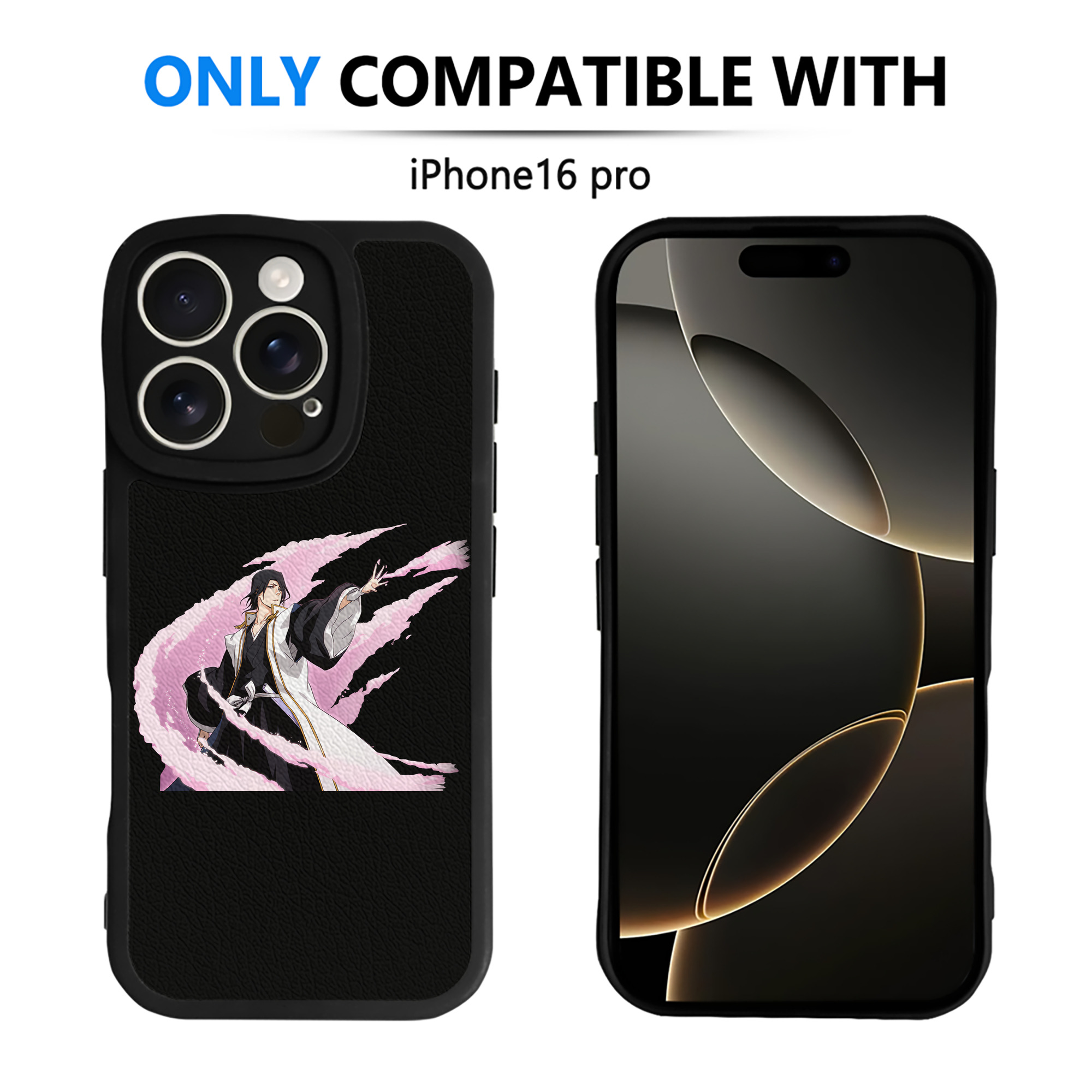 （画像用） ブリーチ くちき びゃくや BLEACH Kuchiki Byakuya 【iPhone 16シリーズ対応】シリコンスマホケース（レザー調） 材質：シリコン